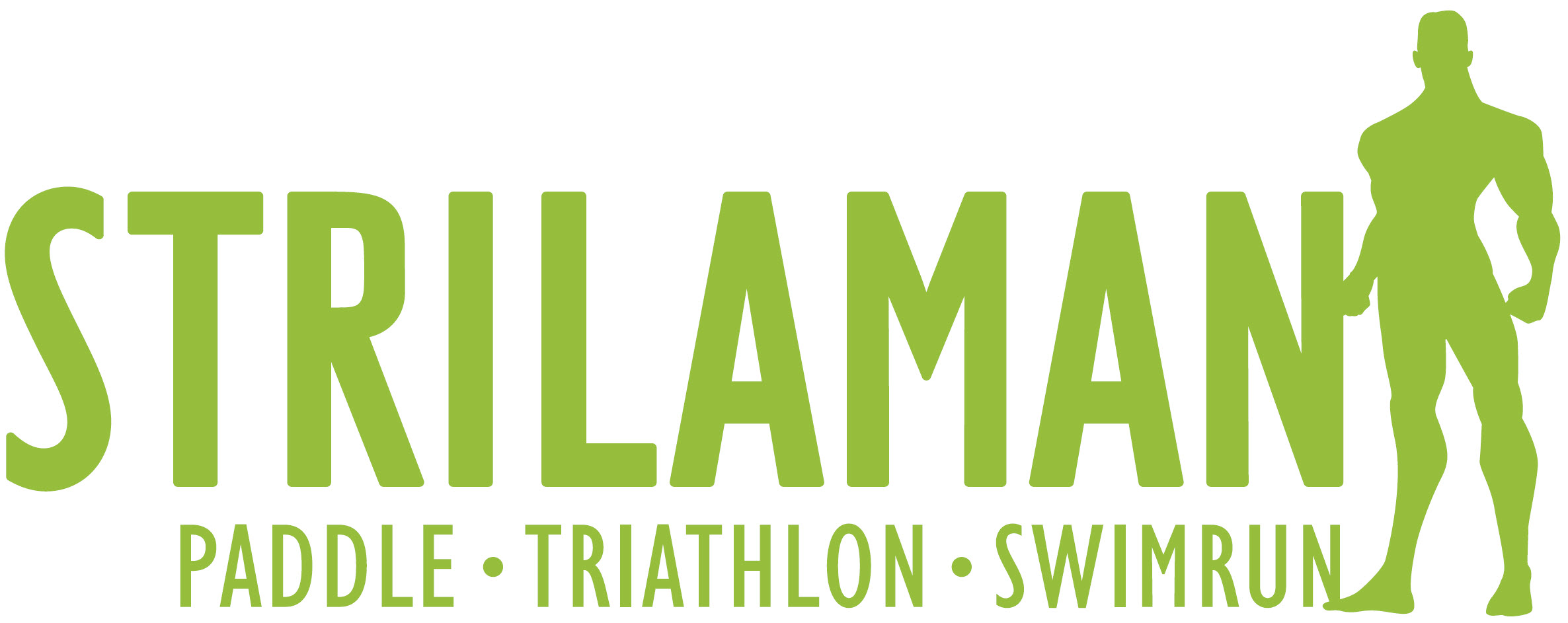 Strilaman Triathlon logo showing swimming, paddling and running